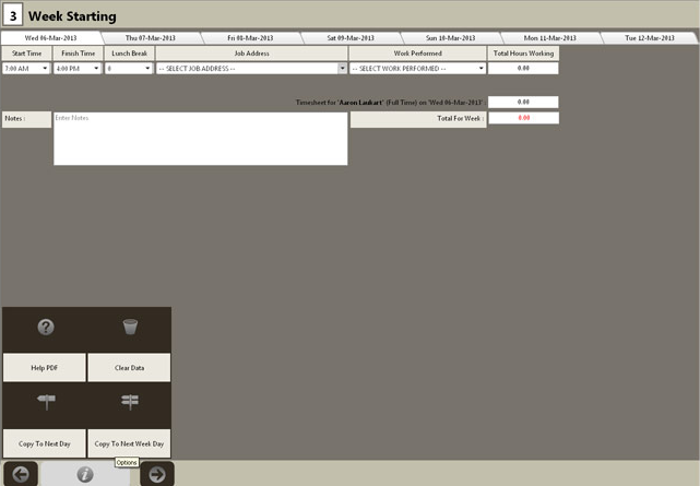 Time Sheet Entry - Website V2